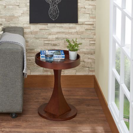 Solid Wood Solid Edge Round Tray Side Table - Solid Wood Solid Edge Round Tray Side Table